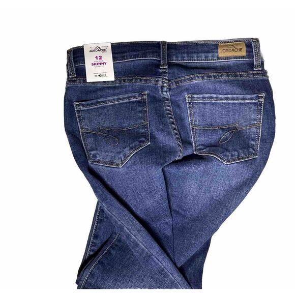 Lot Of 4 JORDACHE GIRLS JEANS Sz 12 SKINNY & Bootcut BLUE Button Zipper Snap - Picture 15 of 16